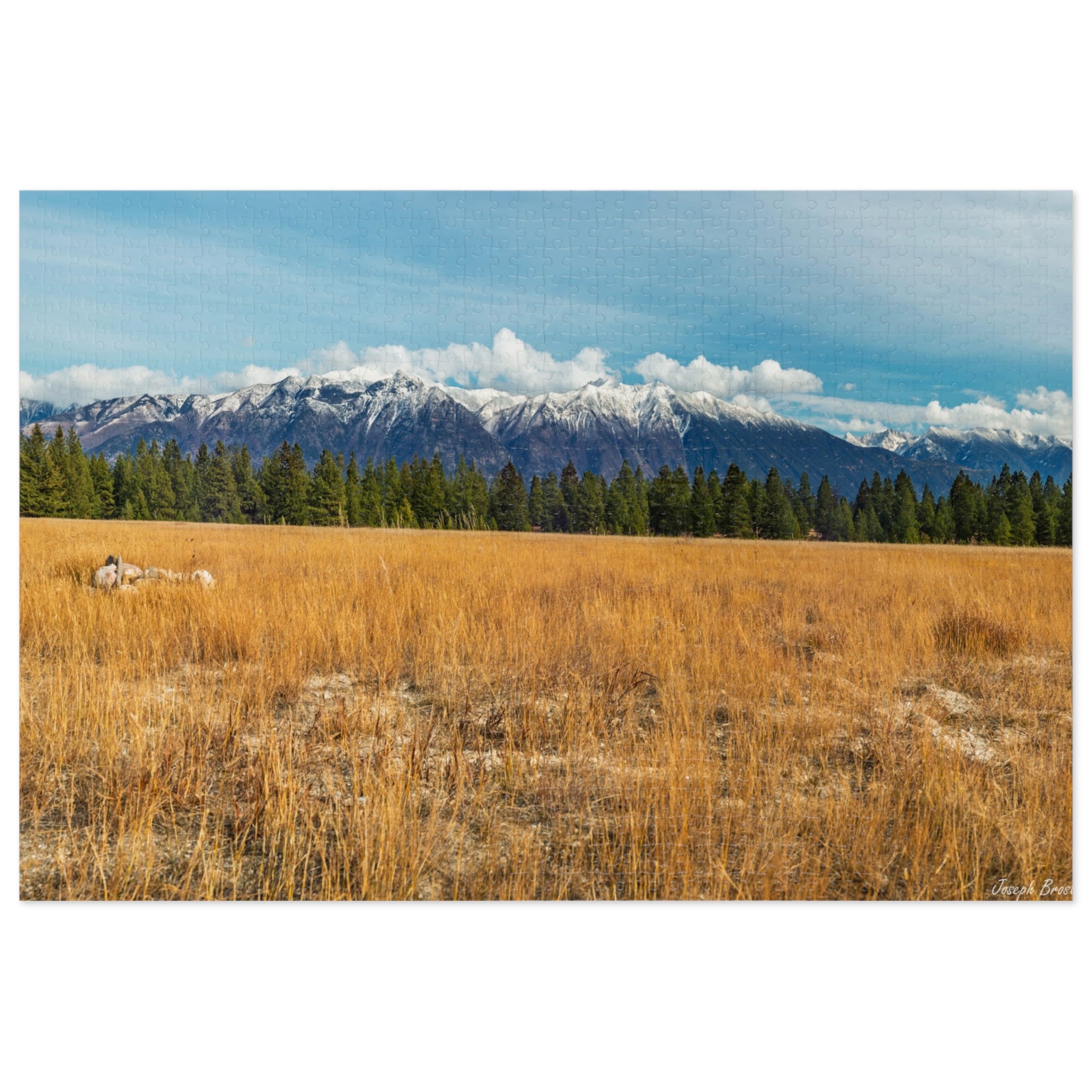 Jigsaw Puzzle with Tin — Mountain Meadow Scenic Landscape Puzzle Gift