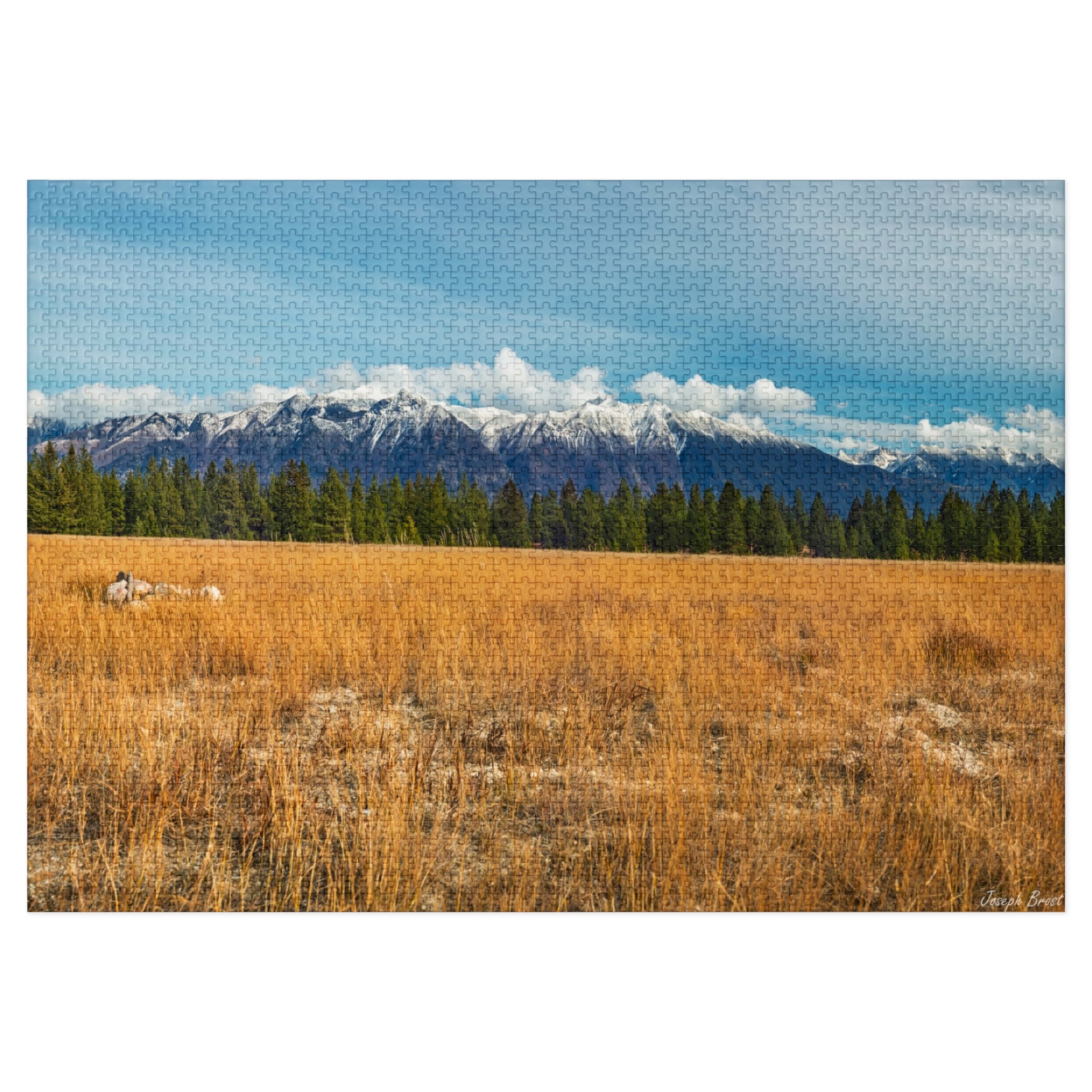 Jigsaw Puzzle with Tin — Mountain Meadow Scenic Landscape Puzzle Gift