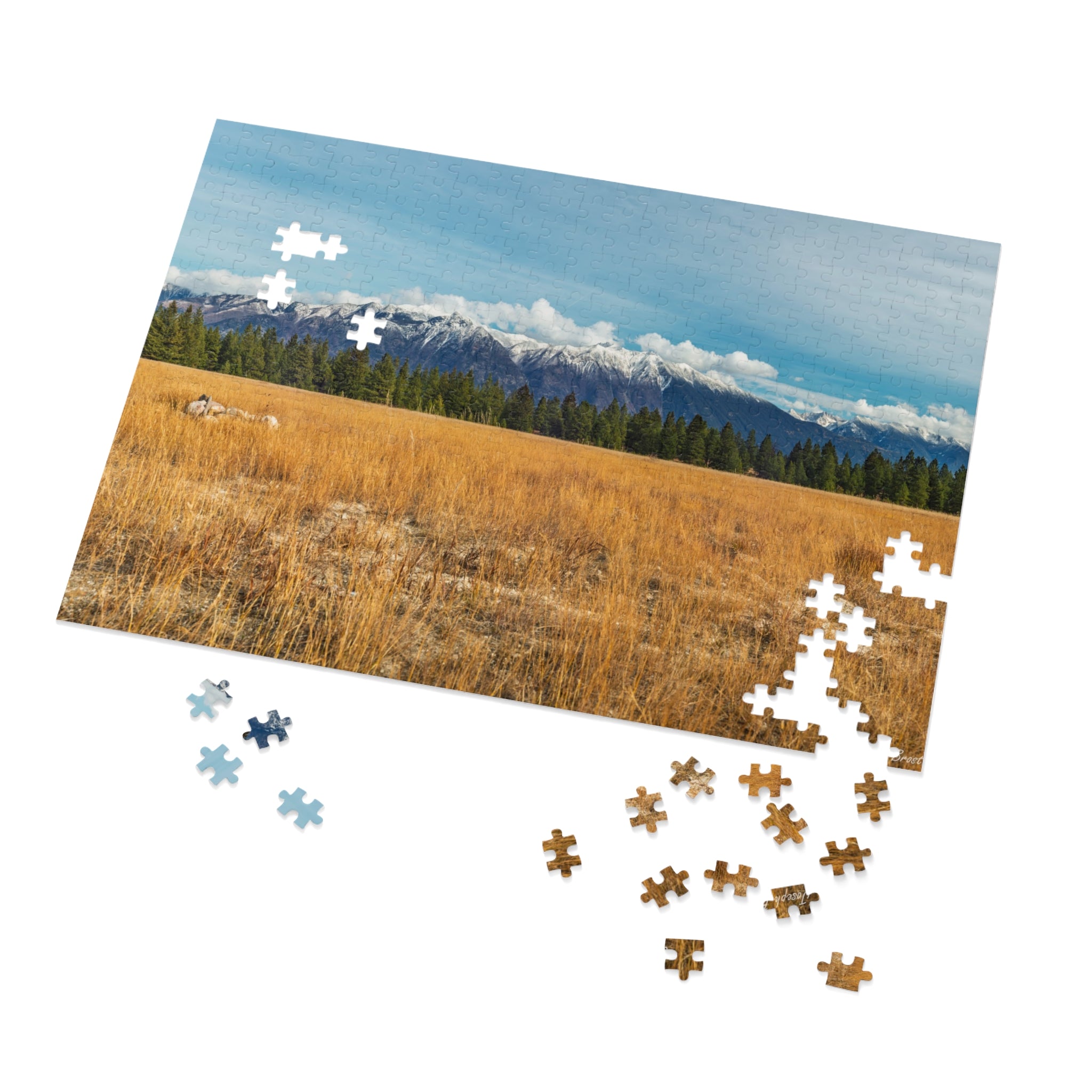 Jigsaw Puzzle with Tin — Mountain Meadow Scenic Landscape Puzzle Gift