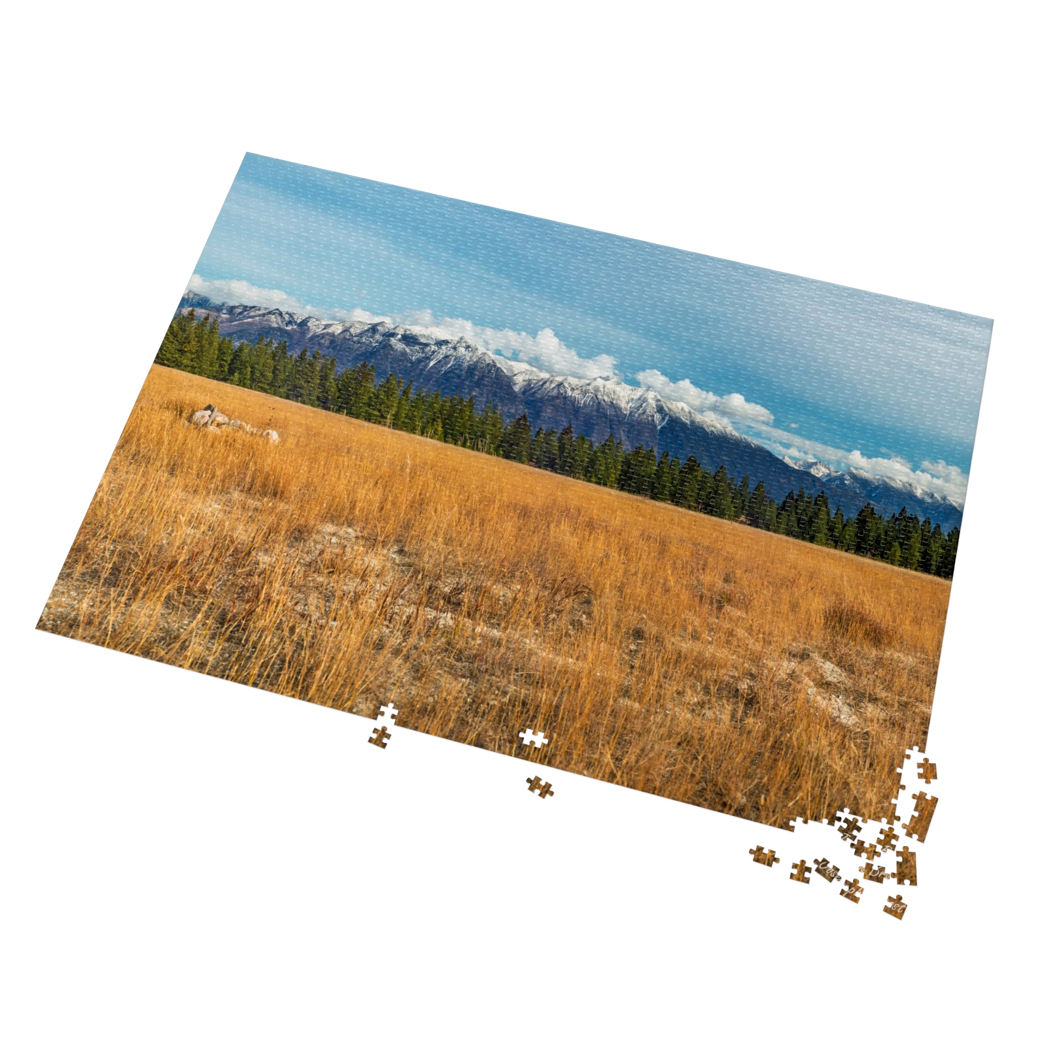 Jigsaw Puzzle with Tin — Mountain Meadow Scenic Landscape Puzzle Gift