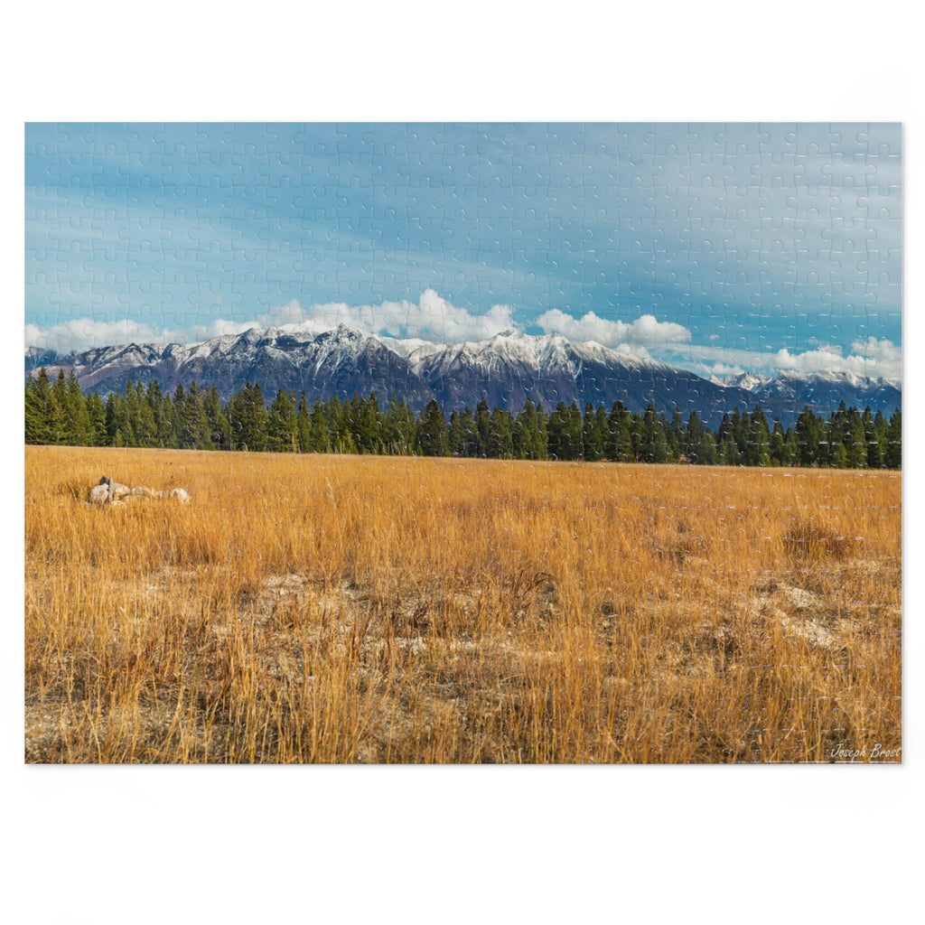 Jigsaw Puzzle with Tin — Mountain Meadow Scenic Landscape Puzzle Gift