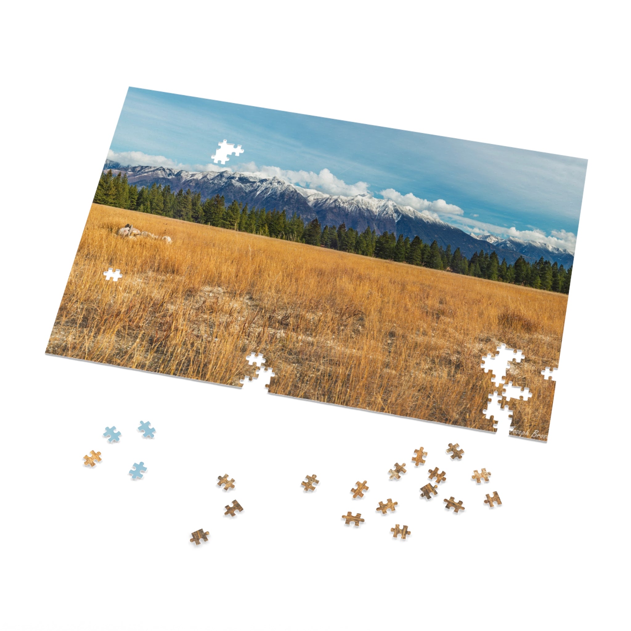 Jigsaw Puzzle with Tin — Mountain Meadow Scenic Landscape Puzzle Gift