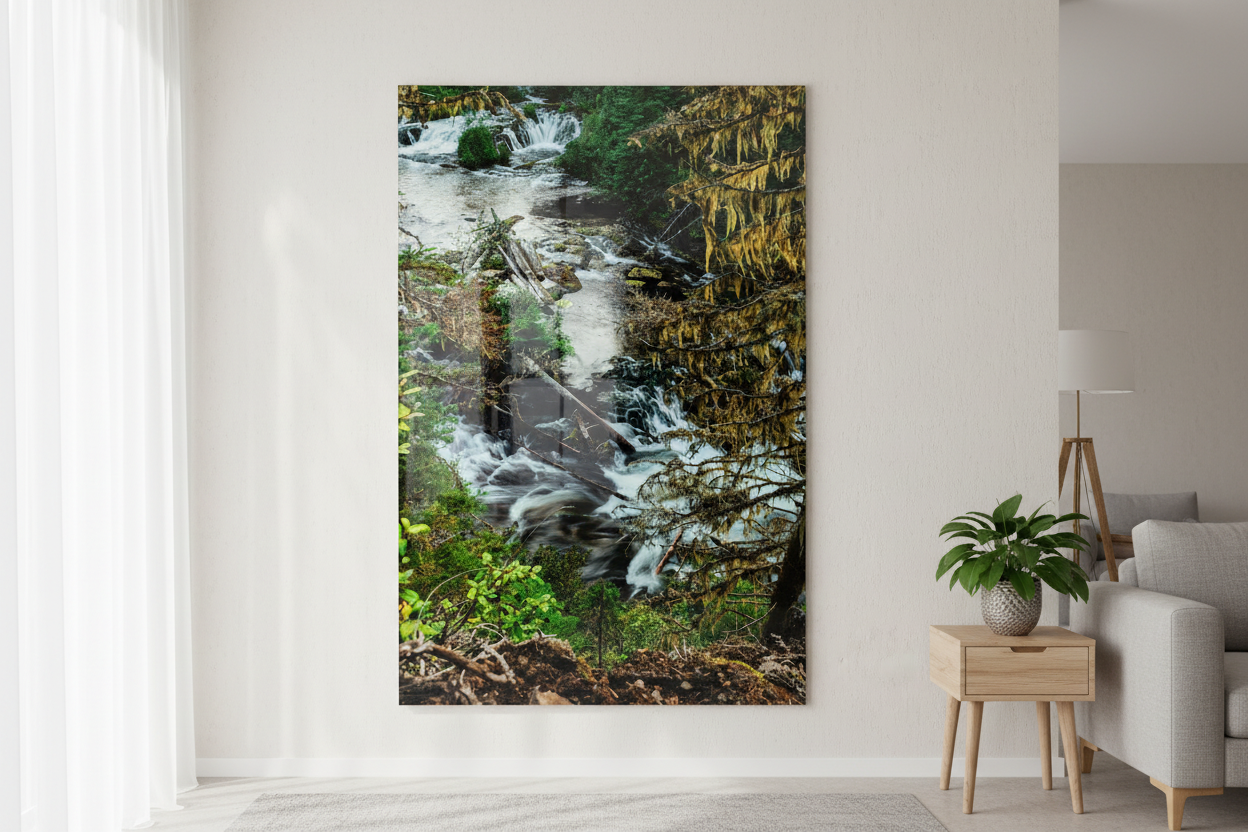 Acrylic Waterfall Wall Art in Modern Interior