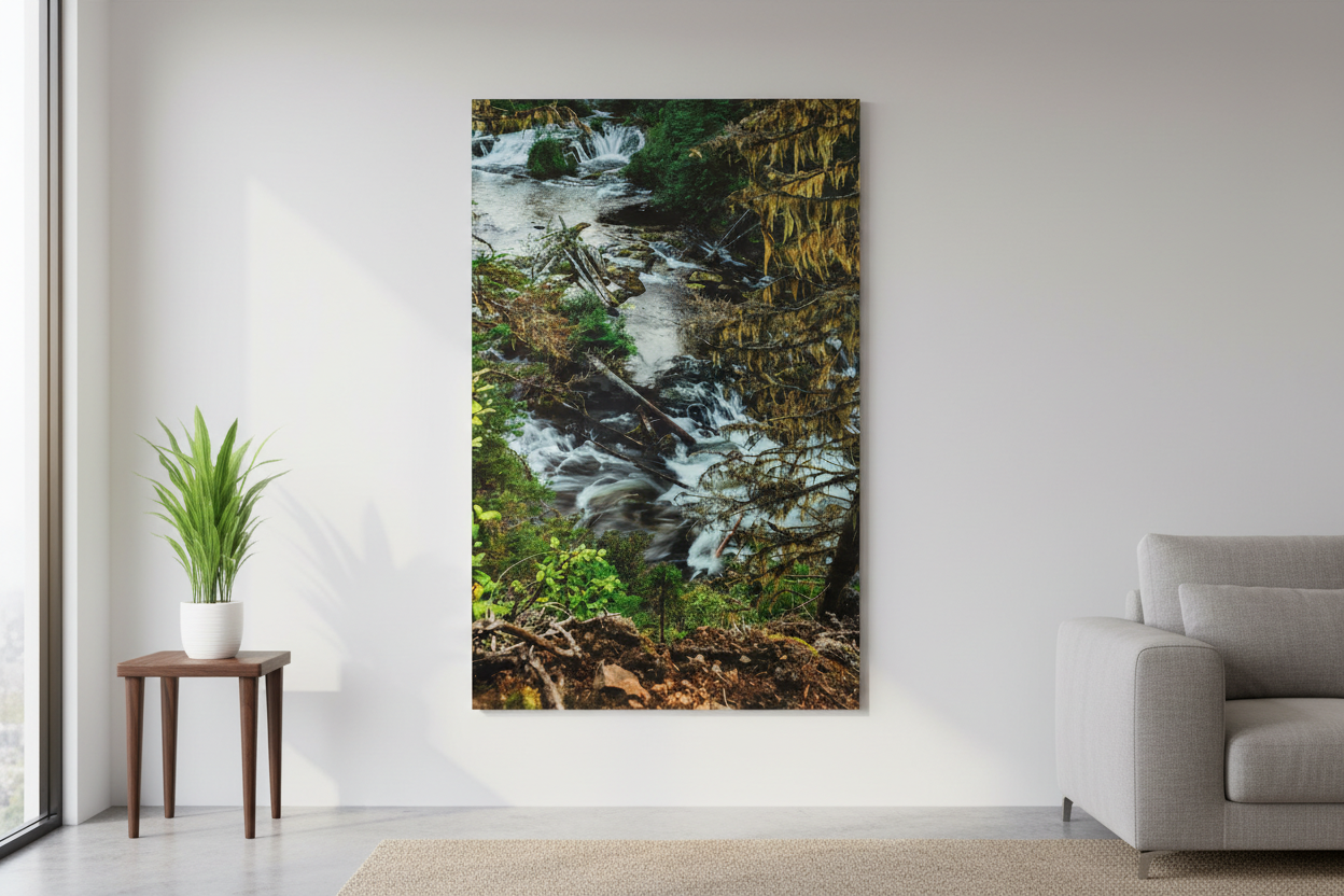 Acrylic Waterfall Wall Art in Modern Interior