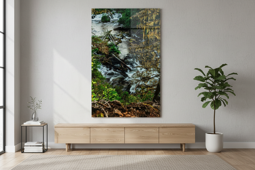 Acrylic Waterfall Wall Art in Modern Interior