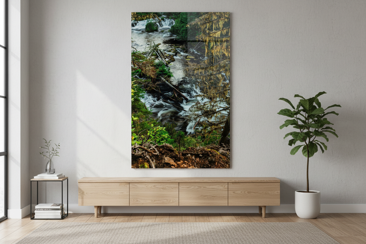 Acrylic Waterfall Wall Art in Modern Interior